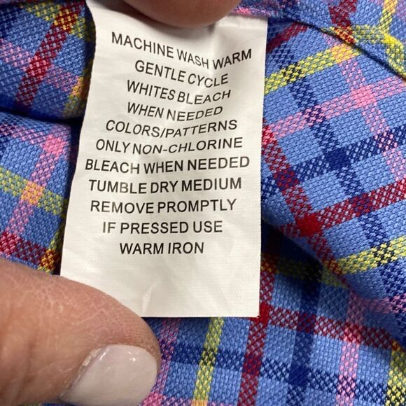 Overton Wrinkle Free Purple Plaid Button Down Shirt Size Small NEW - Picture 7 of 7